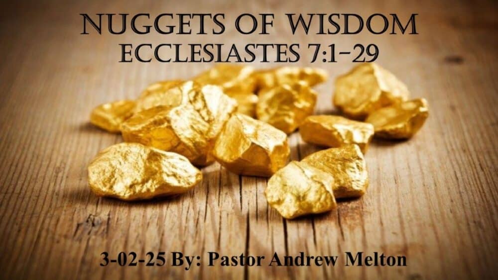 “Nuggets of Wisdom” Ecclesiastes 7:1-29